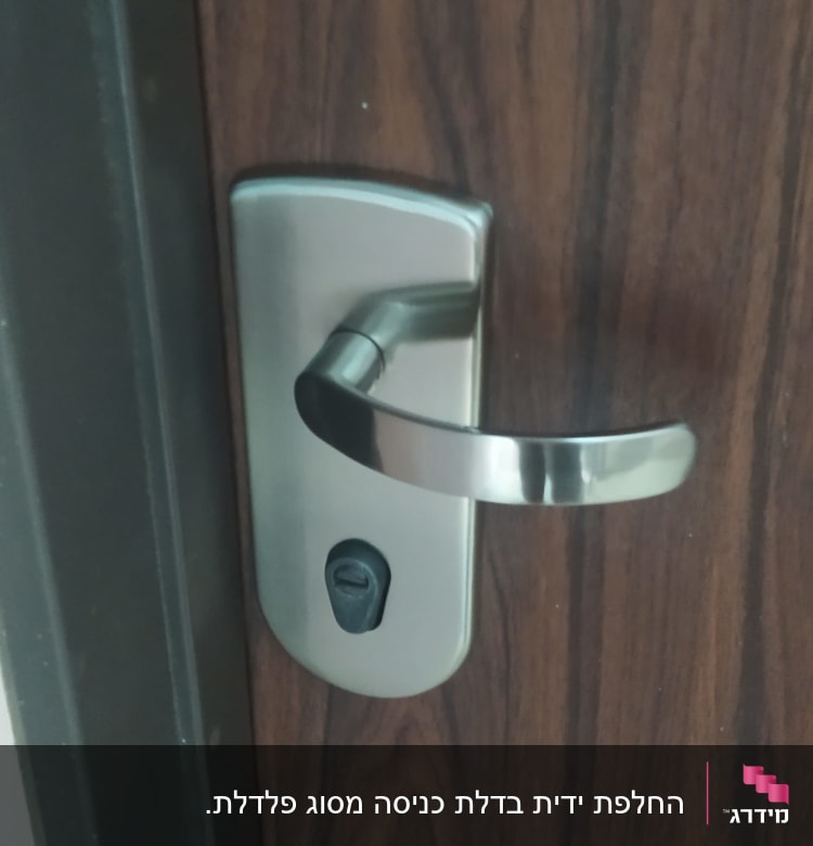 ידית דלת מתכתית עם מנעול מובנה